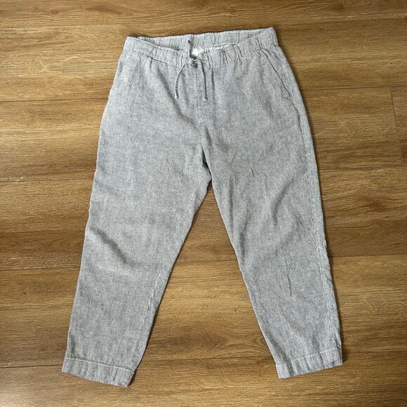 GAP Easy Pant Womens Sz Large Linen Blend Blue & White Pinstripe Coastal Basics - Picture 4 of 7